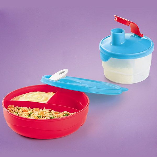 Tupperware Pratinho com Divisórias + Dosador de Leite em Pó