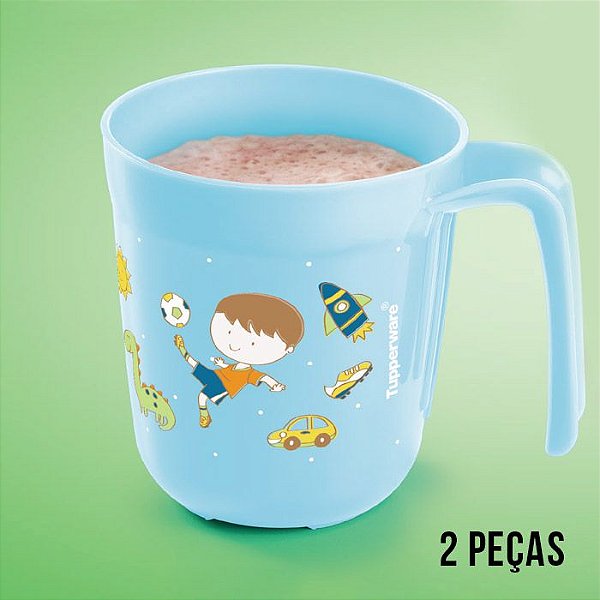 Tupperware Caneca Leitinho 400ml Azul kit 2 peças