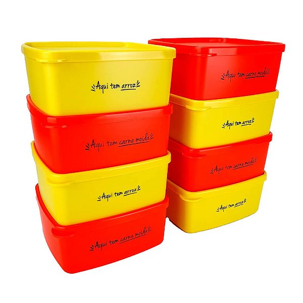 Kit Tupperware Jeitosinho 400ml Aqui Tem Arroz  + Carne Moída 8 Peças