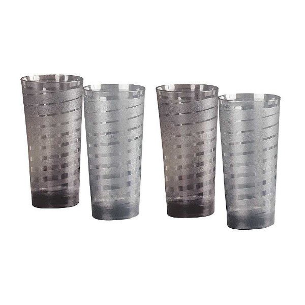 Kit Tupperware Copo Íris 530ml Preto 4 peças