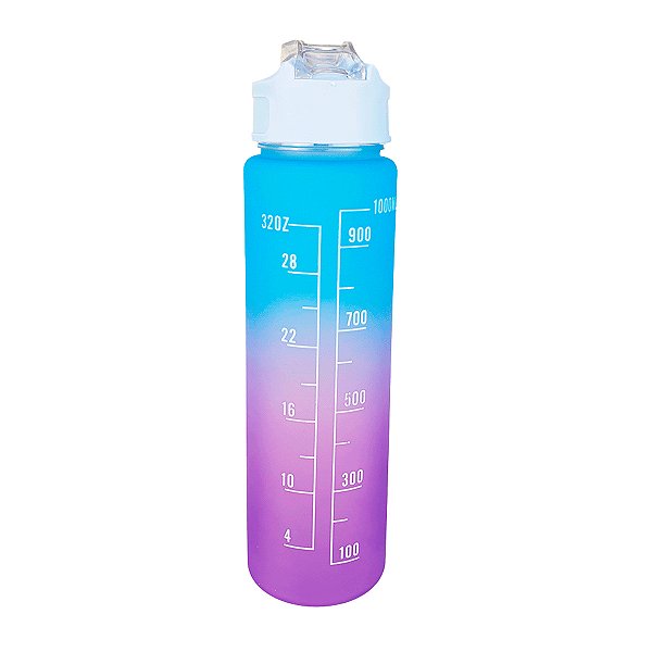 Garrafa de Água 800ml Squeeze Academia com Alça Azul Roxo