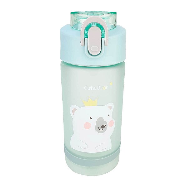 Garrafa Squeeze Infantil Plástico 500ml Verde Urso