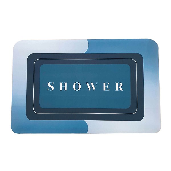 Tapete Mágico Super Absorvente para Banheiro Base Antiderrapante Shower Azul