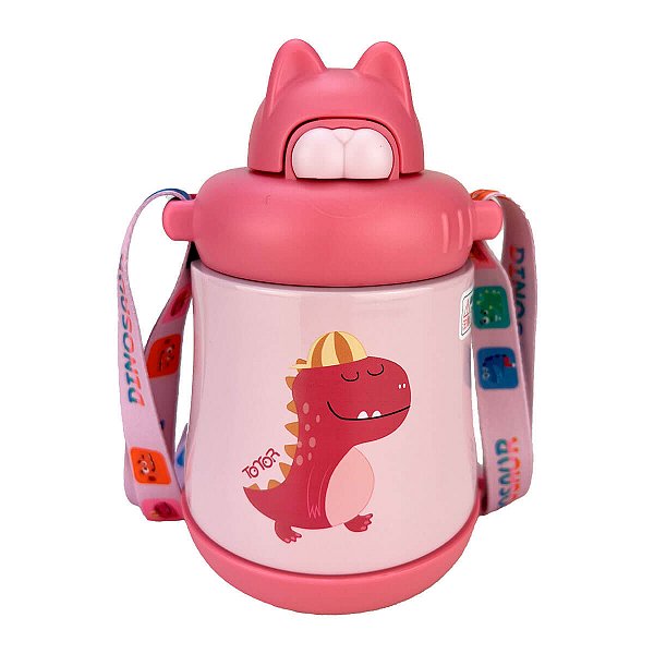 Garrafa Térmica Infantil Aço Inox 330ml Dinossauro Rosa - Comprar