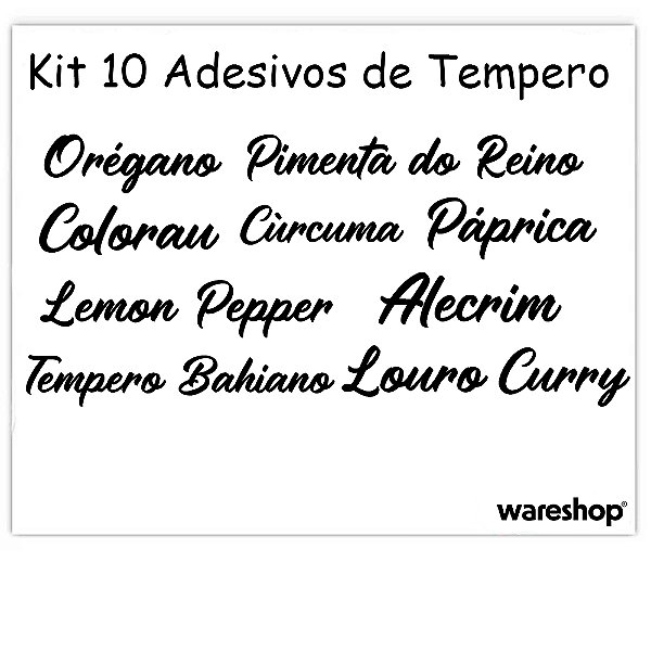 Kit 10 Adesivos para Tempero