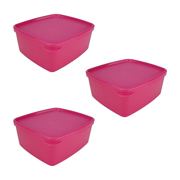 Kit Tupperware Jeitosinho 400ml Rosa Pink Translúcida 3 Peças