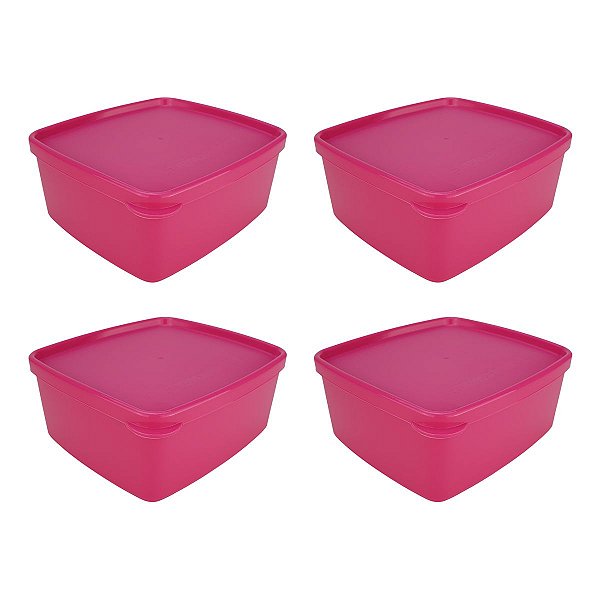 Kit Tupperware Jeitosinho 400ml Rosa Pink Translúcida 4 Peças