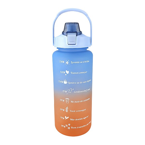 Garrafa de Água 2 litros Squeeze Academia com Alça Laranja e Azul