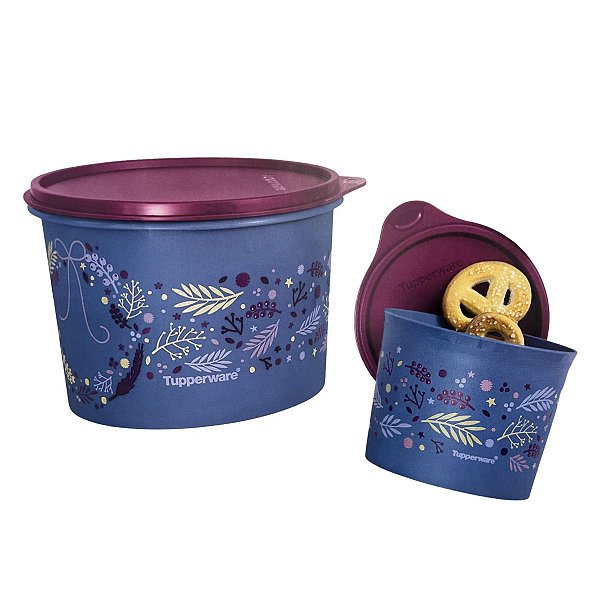 Kit Tupperware Caixa 2,4 litros + Redondinha 500ml Guirlanda Roxa