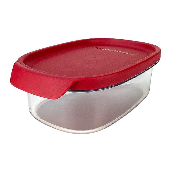 Tupperware Ultra Clear Oval 500ml Transparente e Vermelho