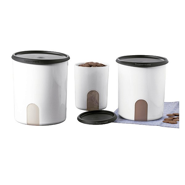 Kit Pote de Armazenagem Visualware Preto e Branco 3 peças