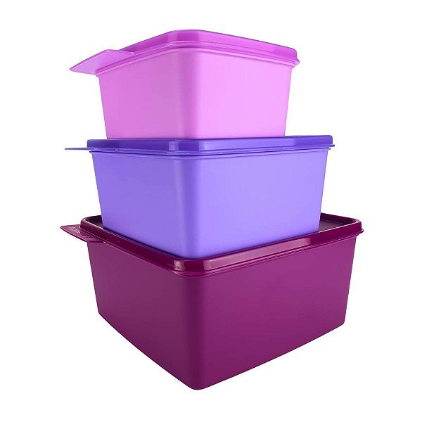 Kit Tupperware Basic Line 3 Peças Roxo