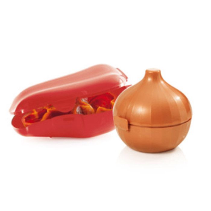 Tupperware Porta Pimentão Vermelho + Porta Cebola Bronze