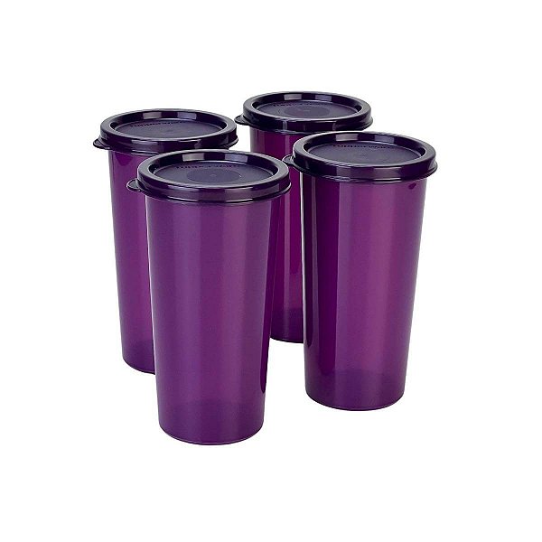 Kit Tupperware Copo 265ml Roxo 4 peças