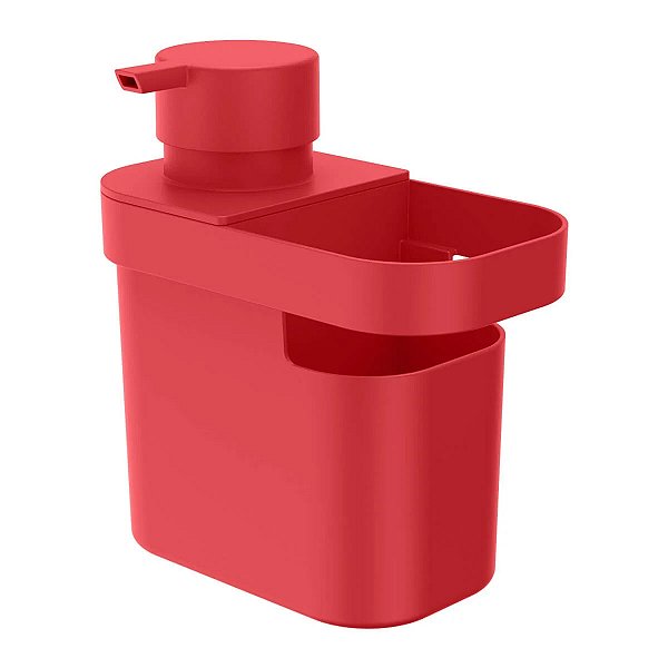 Porta Detergente Dispenser Líquido Esponja Organizador Pia Vermelho