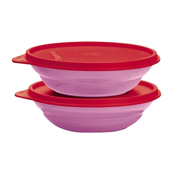 Kit Tupperware Tigela Pragela 450ml Rosa e Vermelho 2 peças