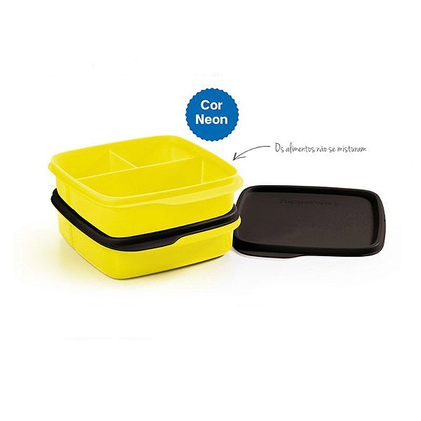 Tupperware  Basic Line Com Divisórias Amarelo Neon 500ml Kit 2 peças Brasil