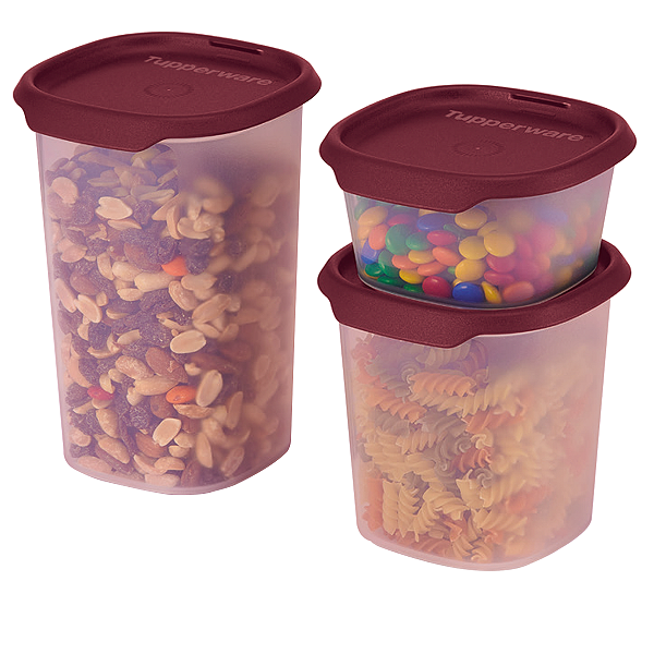 Kit Tupperware Toque + Touch Fresh Quadrado Marsala 3 peças