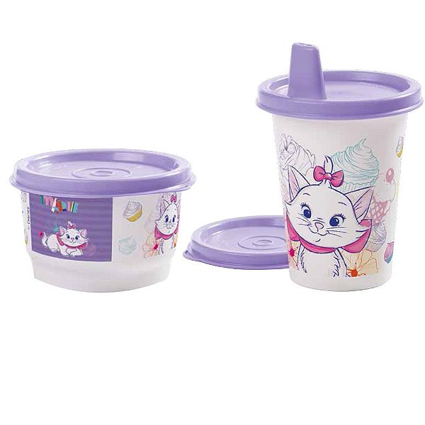 Tupperware Copinho com Bico 200ml + Potinho 140ml Gatinha Marie