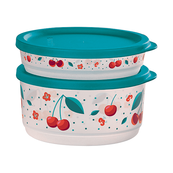 kit Tupperware Refri Line Redondo Cerejas 2 peças