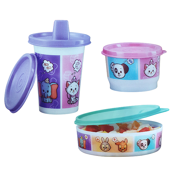 Kit Tupperware Infantil Baby Animais Disney 3 peças