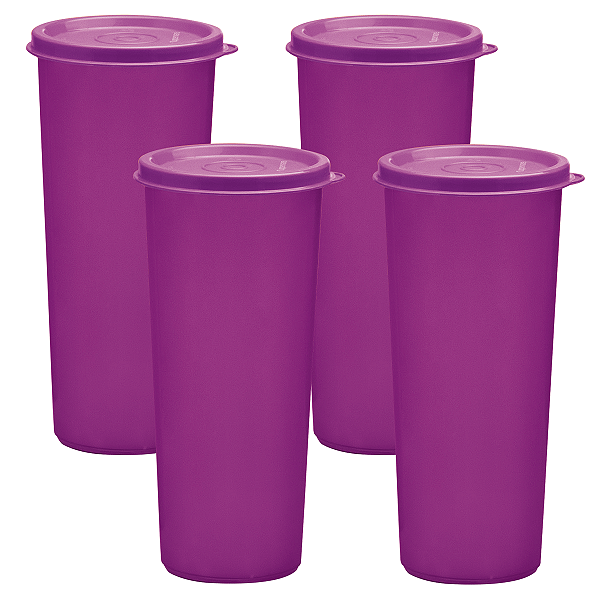 Kit Tupperware Copo 470ml Roxo 4 peças