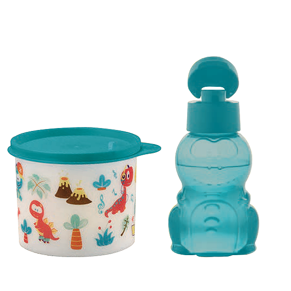 Kit Tupperware Redondinha 500 + Eco Kids 350 Dino Caribe 2 peças