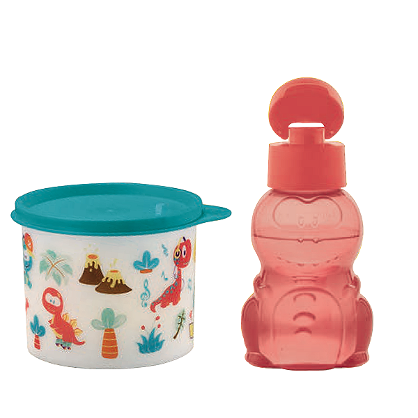 Kit Tupperware Redondinha 500 + Eco Kids 350 Dino Carol 2 peças