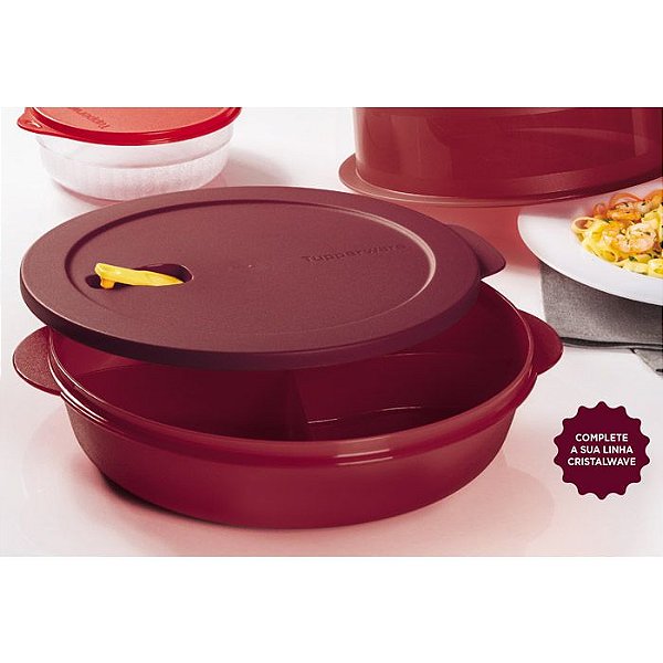 Tupperware Cristalwave com Divisórias 1,4 litro Geração II Marsala