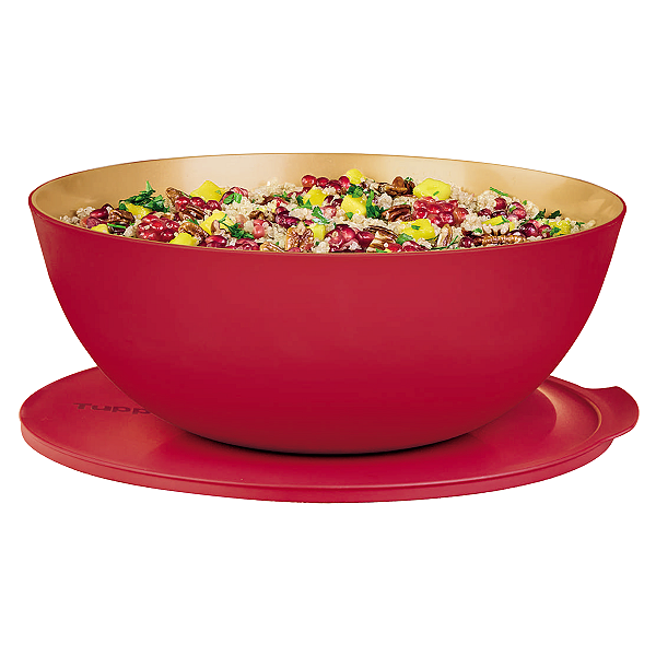 Tupperware Tigela Allegra 5 litros Vermelho e Dourado