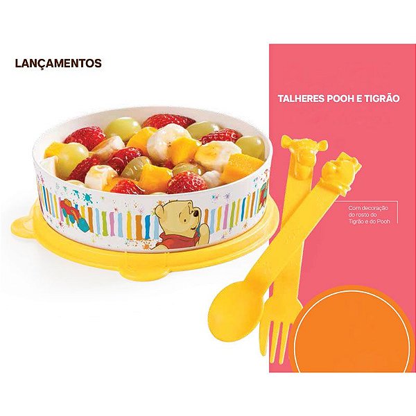 Tupperware Pratinho Pooh 500ml + Talheres pooh e Tigrão Grátis