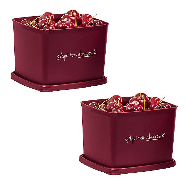 Kit Tupperware Jeitoso 800ml Aqui Tem Abraços Marsala 2 Peças