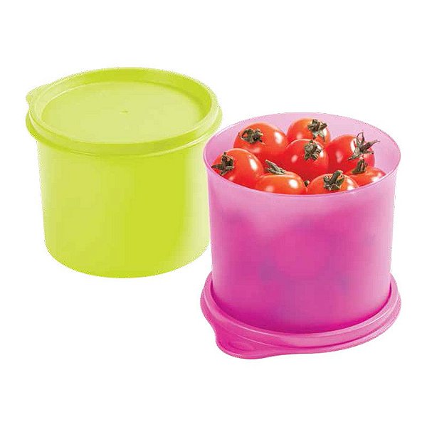 Tupperware Redondinha 500ml Amarelo + Rosa