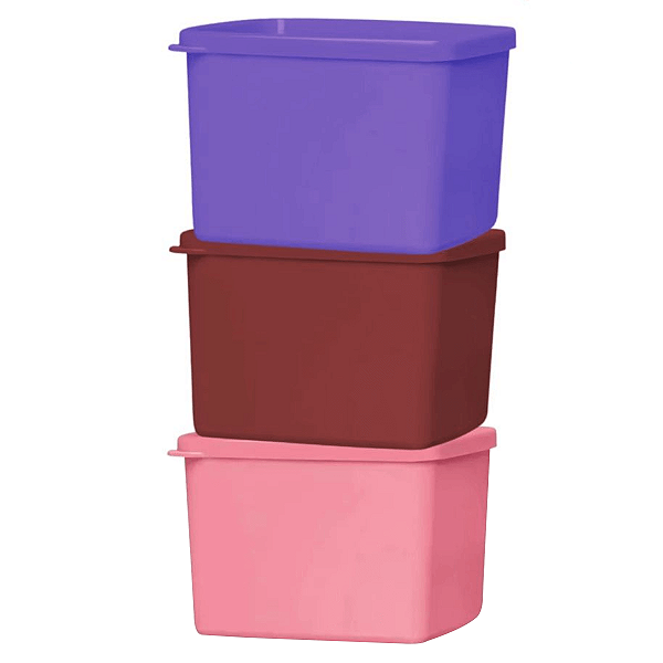 Kit Tupperware Jeitoso 800ml Roxo Marsala e Rosa 3 peças