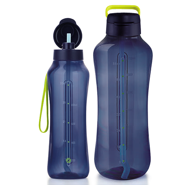 Kit Tupperware Garrafa Aquavibe com Canudo Flexível Mar Profundo 2 peças