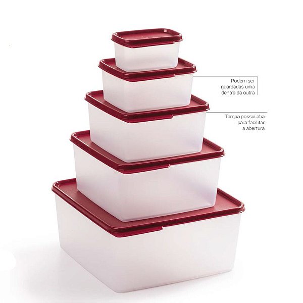 Tupperware Basic Line Marsala Kit 5 peças