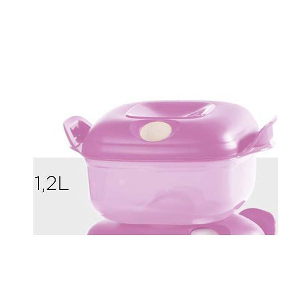 Tupperware Cristal Pop Quadrada 1,2 litro Rosa