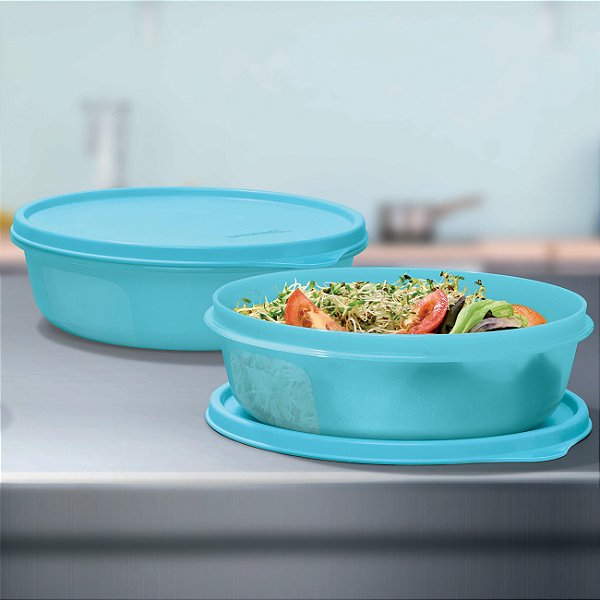 Kit Tupperware Tigela Visual 950ml Azul Água 2 peças