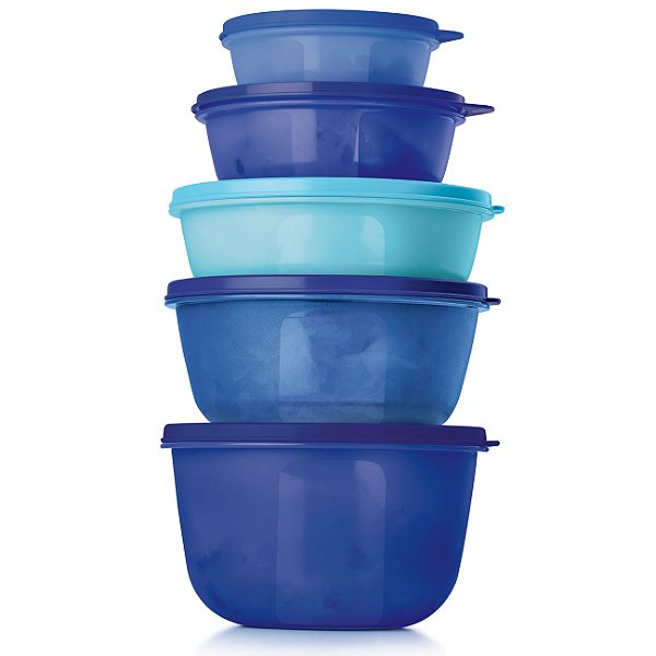 Kit Tupperware Tigela Visual Azul 5 peças