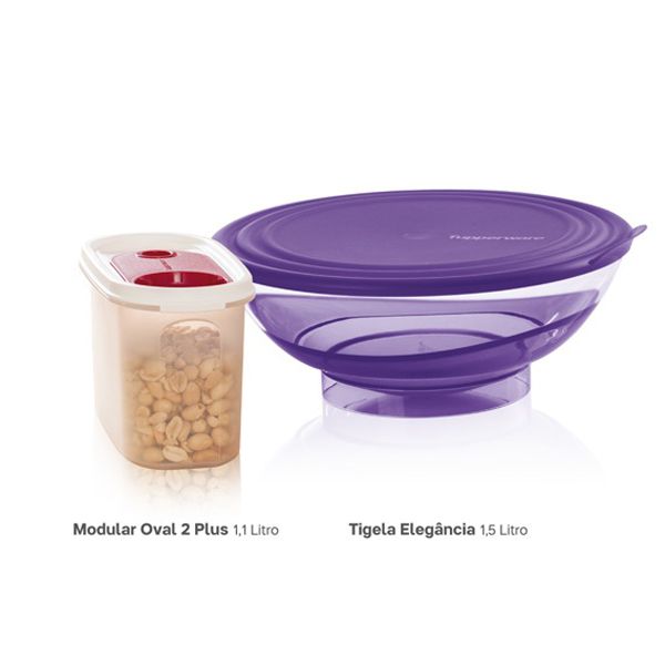 Tupperware Tigela Elegância 1,5 litro + Modular Oval 2 Plus 1,1 litro