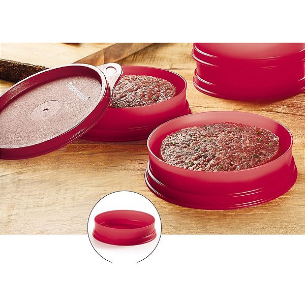 Tupperware Forma Burguer Express Kit 2 peças Marsala