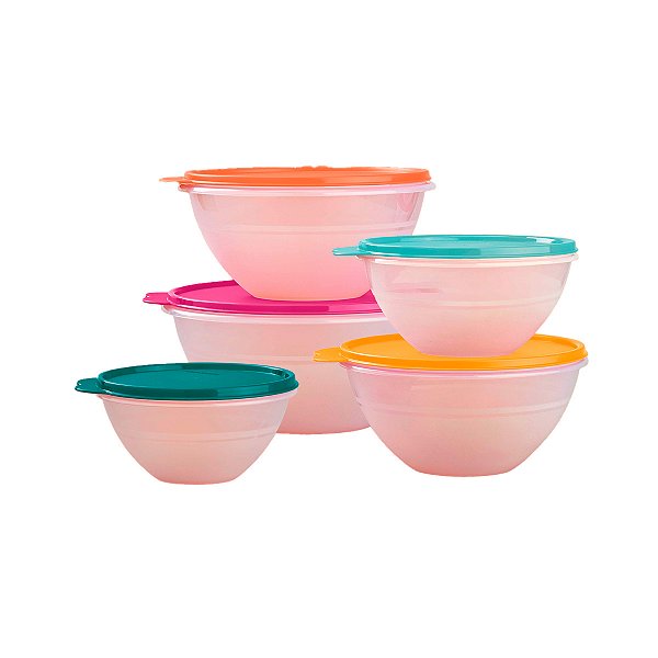 Kit Tupperware Tigela Maravilhosa Transparente 5 peças