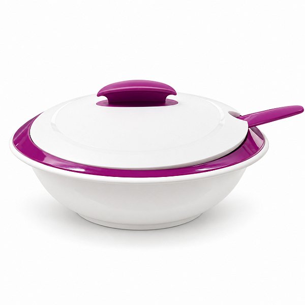 Tupperware Tigela Thermo 1,5 Litro Branca e Roxa
