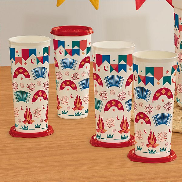 Kit Tupperware Copo Sabor de Arraiá 470ml 4 peças