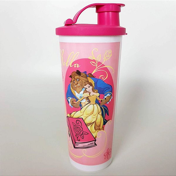 Tupperware Copo com Bico Bela e a Fera 470 ml Rosa