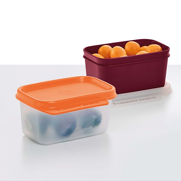 Kit Tupperware Basic Line 160ml Laranja e Bordeaux