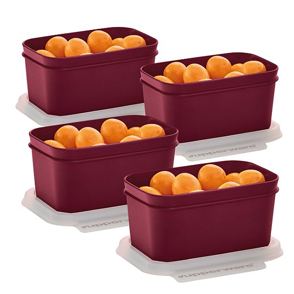 Kit Tupperware Basic Line 160ml Marsala Bordeaux 4 peças