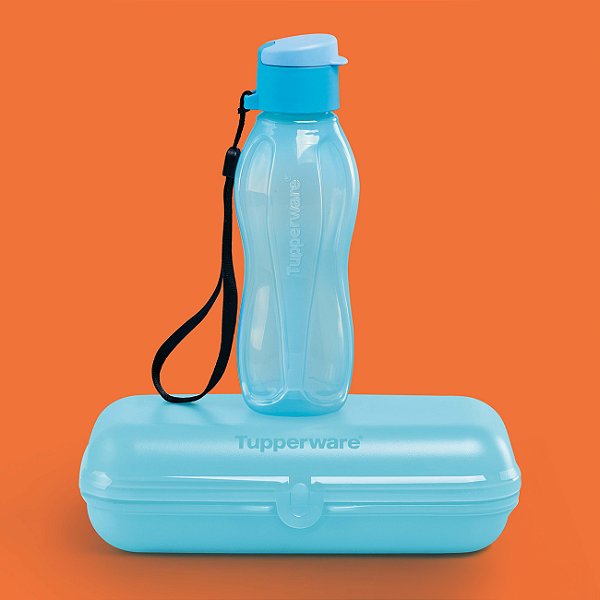 Kit Tupperware Porta Snack + Eco Tupper Plus 310ml Azul Sereno