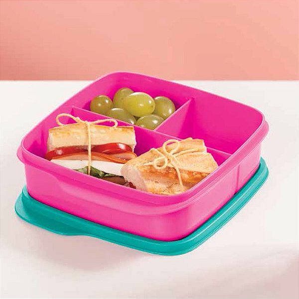 Tupperware Basic Line com Divisórias Rosa Neon Paradise 550ml