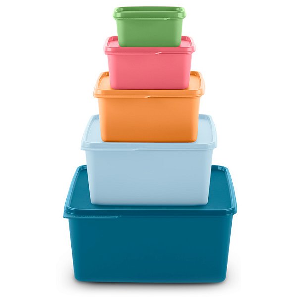Kit Tupperware Basic Line 5 peças Alegria